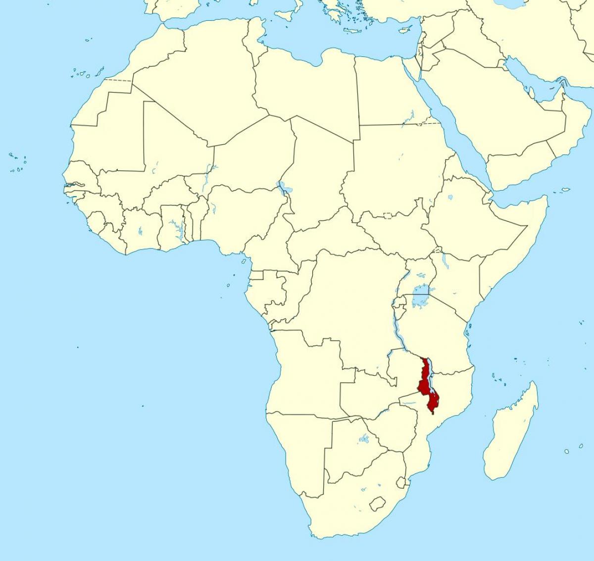 карта на Малави местоположението на картата на Африка