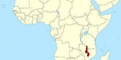 Карта на Малави местоположението на картата на Африка