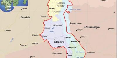 Карта на Малави политически