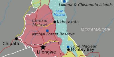 Карта на езерото Малави в Африка