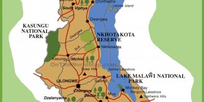 Карта на Малави и околните страни
